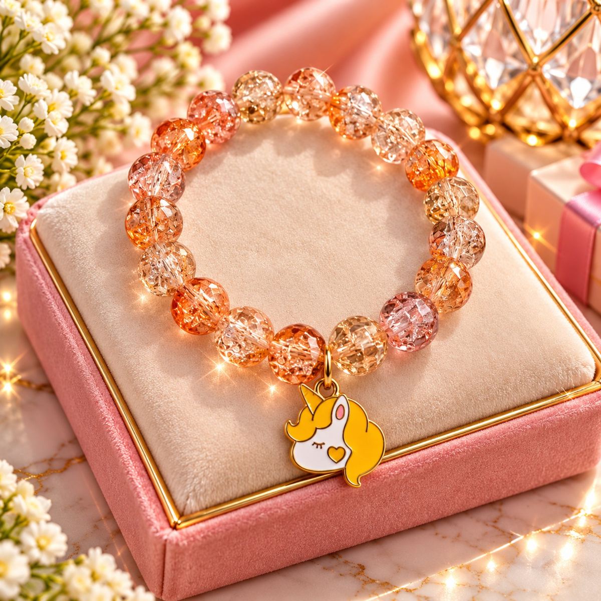 Unicorn Charm Beaded Bracelet