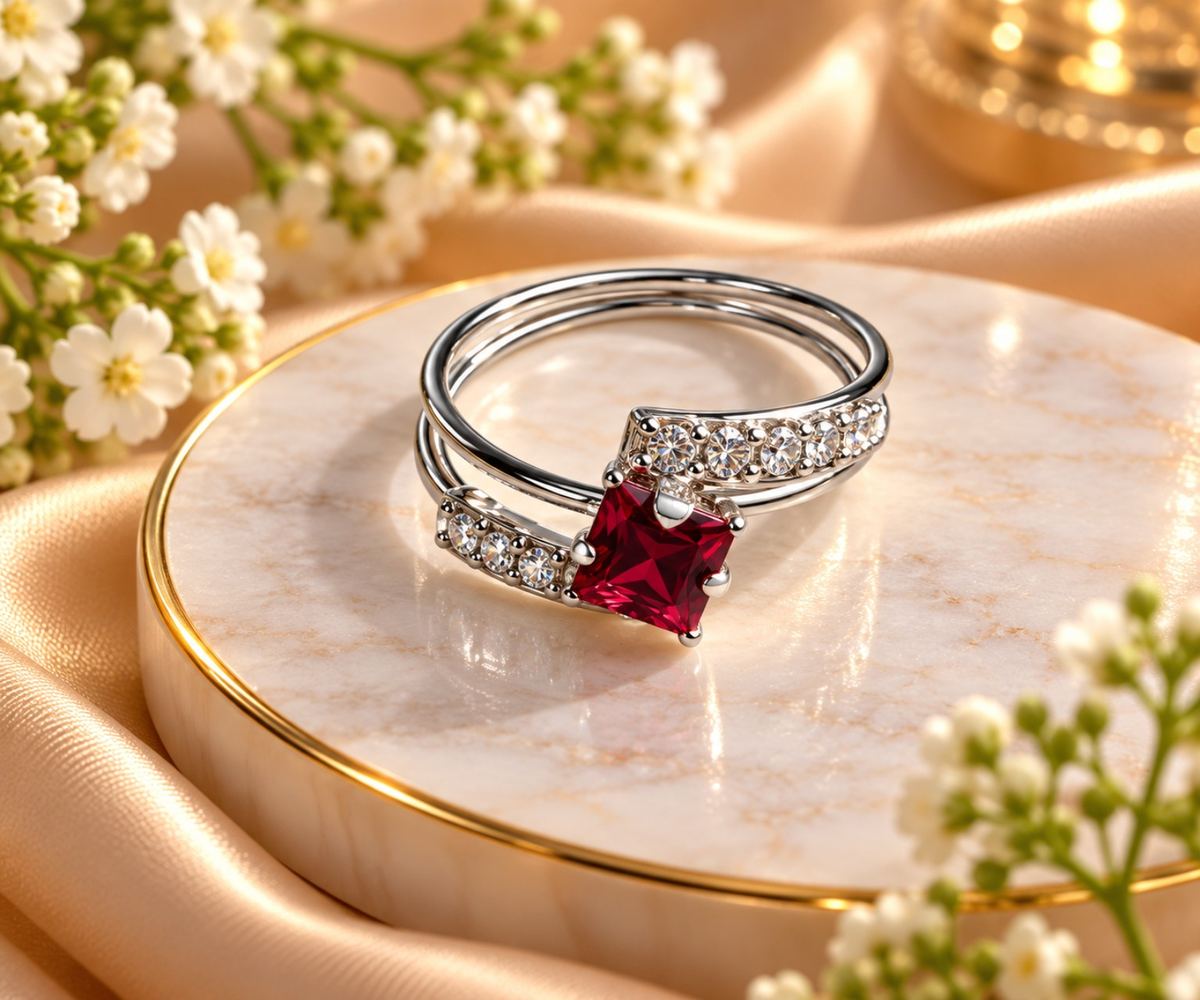 Ruby Glow Double Band Ring