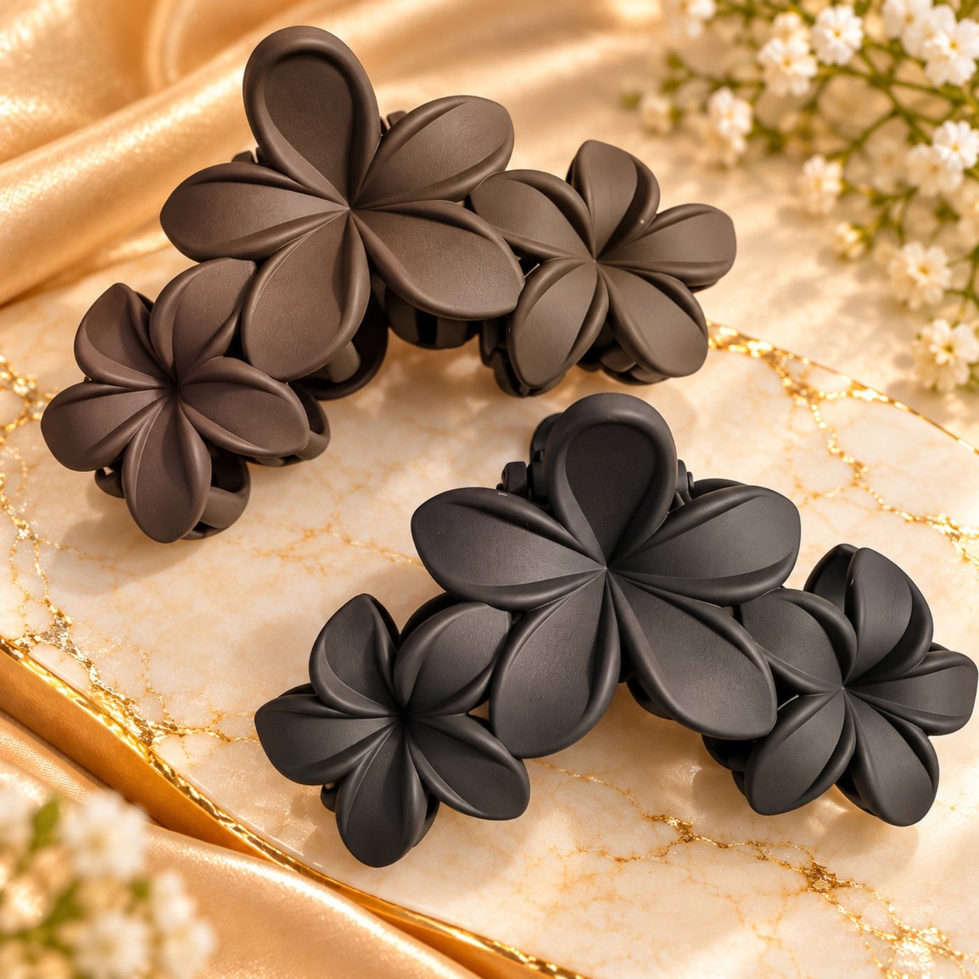 Elegant Black Floral Clutcher Hair Clip